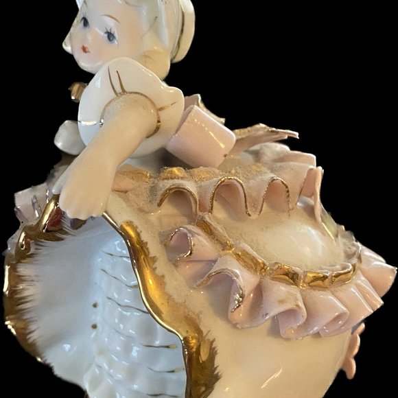 Vintage Lefton Girl with Pink Bloomers Figurine Signed by George Lefton - Picture 8 of 9